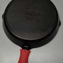 Lodge 12 Inch Cast Iron Skillet with Red Silicone Hot Handle Holder  Pre-Seasoned Frying Pan for Stove, Oven, Grill & Campfire  Made in the USA  Durable, Nonstick Cast Iron Cookware  Black