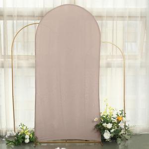 Tableclothsfactory 7ft Nude Spandex Fit Round Top Backdrop Frame Stand Cover, 2-Sided Wedding Arch Cover