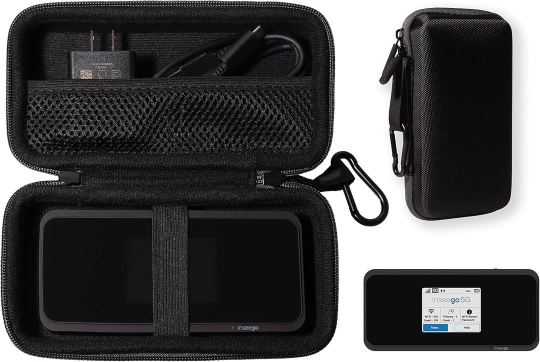 CaseSack Case for Inseego MiFi M2100, M2000 Hotspot, Verizon Wireless Jetpack 8800L 4G LTE(Large Version) (Black with gray zipper)