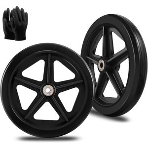 2Pcs 8 Inch Replacement Wheelchair Wheels for Walkers - Environmentally Friendly Rubber Material, Wear-Resistant PU Tires, Anti-Slip, and Durable ABS Wheel Hub (8IN Narrow 2Pcs)