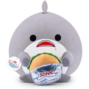 Snackles Series 2 14-inch by ZURU Cuddly Squishy Comfort 14-inch Plush with Licensed Snack Brand Accessory (Shark&Sonic Burger)