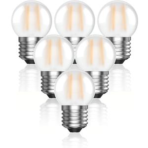 E26 Low Wattage 3W LED Bulbs, G40 Dimmable Frosted Globe Light, 25W Equivalent, Warm White 2700K, Small E26 Base Bulb for Bedroom, Table Lamp, Fridge, Night Light, 6-Pack