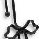 Dylrauoza Black Bow Shower Curtain Hooks, 12 Pack Decorative Metal Rust Proof Shower Curtain Rings for Bathroom, Elegant Cute Curtain Hangers for Standard Shower Rods