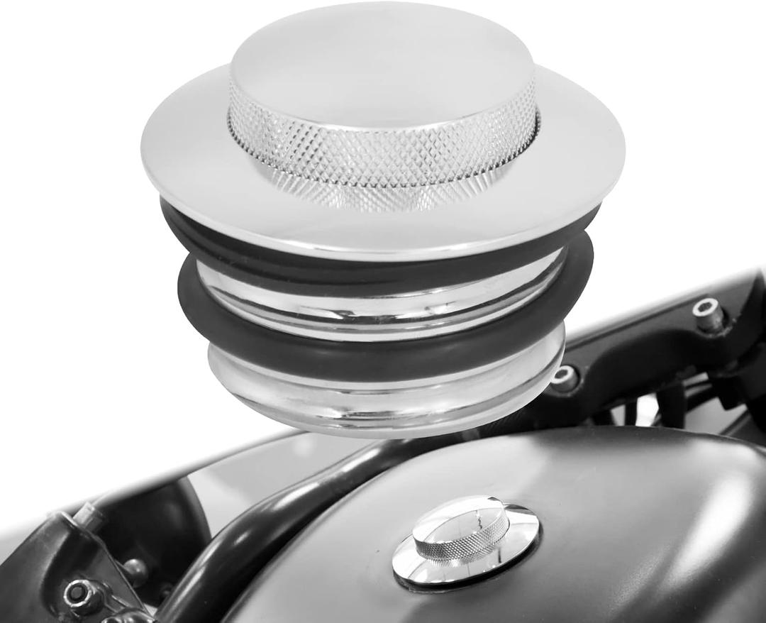 Motorcycle Flush Pop-up Gas Storage Cap Vented Fuel Tank Cap Fit for Harley Dyna Softail Touring Road King (Chrome)
