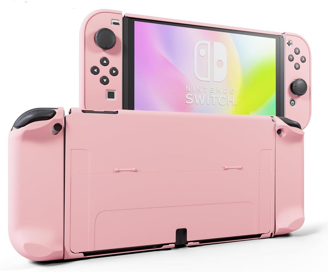 RHOTALL 3 in 1 Protective Pink Case Cover for Nintendo Switch OLED, Dockable Case for Nintendo Switch OLED and Joy Con Controller with Grip Cover Shock-Absorption and Anti-Scratch Design (Pink) RHOTALL 3 in 1 Protective Pink Case Cover for Nintendo Switch OLED, Dockable Case for Nintendo Switch OLED and Joy Con Controller with Grip Cover Shock-Absorption and Anti-Scratch Design (Pink)