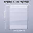 Frosted Clear Plastic Travel Shoe Bag for Men Woman Travel Organizer, 15Pcs Washable Translucent Drawstring Pouch with Rope for Golf GYM Sneaker Clothes Suitcase Home Packing Storage