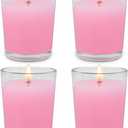 Set of 4 Pink Votive Candles, Clear Glass Filled Unscented Soy Wax Candle for Home Dcor Weddings Spa Holidays Party and DIY (1.8oz, 4 Packs)