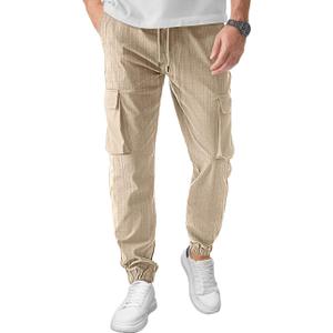 Men's Cargo Pants Casual Lightweight Elastic Waist Drawstring Pant with Pockets (XXL)