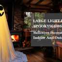 2Pcs Ghost Decor,Halloween Decorations Outdoor,Halloween Party Decorations Indoor, Easy to Assemble Ghost Decorations for Front Porch Yard,Halloween Ghost Lights for Porches Yards Gardens Lawn (Beige)