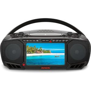 Aiwa Portable DVD Player, Crystal Clear Sound with Dual 3W Speakers and Bass Function, Featuring a 7" LCD Display, Bluetooth Connectivity, FM Radio, CD/DVD Playback