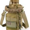 Half Gallon Water Bottle with Sleeve - 64 Oz Insulated Water Jug with Handle - Green Stainless Steel Sports Water Bottle for Gym Workout Hiking Tactical Bottle Holder with Pouch Khaki