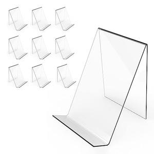 Boloyo Acrylic Book Stand Without Ledge,6 Inch 10PC Clear Acrylic Display Easel Transparent Display Stand Holder Tablet Holder for Displaying Pictures, Books, Artworks, CDs
