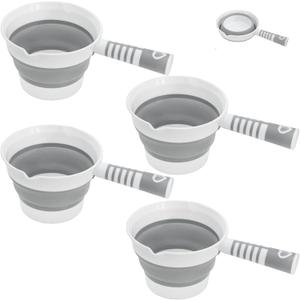 Peohud 4 Pack Folding Water Ladle, Collapsible Water Scoop for Bath, Portable Water Dipper for Kitchen Bathroom Garden Camping Travel