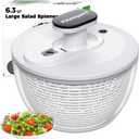 Kitexpert Effective Large Salad Spinner 6.3 Qt,Easy to use pro Pump Spinner with Bowl, One-Handed Pump Dishwasher Safe Multiple Use Spinner-Black (Black/White)