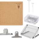 Lxmxgk 8x8 Inch Macrame Board Set, Macrame Board and Metal Adjustable Holder with T Pins Clips, Supplies Braiding Craft Helper, Board for Macrame and Knotting, Macrame Supplies Double Sided Grids