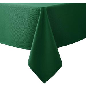 Biscaynebay Textured Fabric Christmas Tablecloths Rectangle 60x84 Inches, Hunter Green Water Resistant Spill Proof Tablecloths for Dining, Kitchen, Wedding and Parties, etc Machine Washable