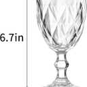 Vintage Wine Glasses Set of 6, Plastic Reusable 12 Ounce Colored Water Goblets, Unique Embossed Pattern Unbreakable Stemmed Wine Glasses High Clear Wedding Party Bar Drinking Cups Clear