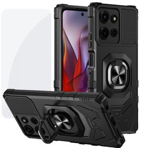Ailiber for Moto G Power 2025 Cell Phone Case, Motorola Moto G Power 2025 Case with Screen Protector, Ring Kickstand for Magnetic Car Mount, Rugged Shockproof Heavy Duty Cover Case-Purple