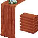 6 Pack Terracotta Cheesecloth Table Runner 17x108 Inch Semi Sheer Boho Gauze Cheese Cloth Fabric Table Runners, for Wedding Party Baby Shower Birthday Home Decor Garden Farmhouse