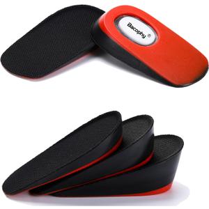 Bacophy Height Increase Insoles 2CM/3CM/4CM, Invisible Shoe Lifts Frim Heel Support, Shock Absorption Heel Cushion Pads, Height Lift Insoles for Men & Women Black&red ASIN B