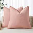 MIULEE Decorative Linen Pillow Covers 20x20 Inch Pink Boho Farmhouse Neutral Valentine Spring Couch Throw Pillows for Bed Pack of 2 Accent Modern Pillowcase Sofa Livingroom Home Decor, Pink