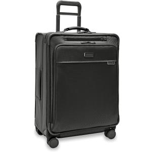 Briggs & Riley 26" Medium Expandable Spinner - Checked Luggage for Travel, Suitcases with Wheels, Softside Rolling Bag for Men & Women, Self-Repairing Zipper - Baseline Collection, Black