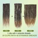 24inch 10PCS Clip-in Dreadlock Extensions Full Sets,40 Strands Black/Brown Synthetic Clip-in Dreads Extensions for Women,100% Handmade Soft Thin 0.6cm Width Dreadlocks.