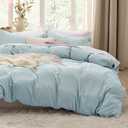 Bedsure Baby Blue Duvet Cover Twin/Twin XL Size - 2 Pieces Prewashed Cotton-Like Polyester Soft Bedding Set, Includes 1 Twin Duvet Cover 68x90 in with Zipper Closure & 1 Pillow Sham, No Comforter