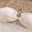 SweatyRocks Women's Cut Out Sexy Crop Tube Top Textured Bandeau Sleeveless Strapless Top (White, L)