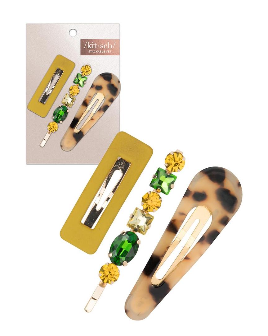 Kitsch Stackable Acrylic Snap Hair Clip, Snap Hair Barrettes for Thick & Thin Hair, Hair Accessories for Women & Girls, Cute Barrettes, 3pcs (Citrine)