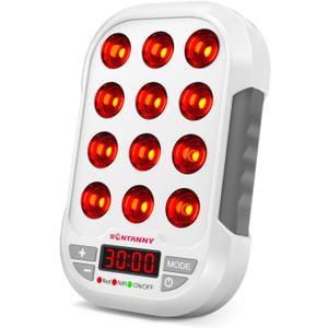 Portable Red Light Therapy, 660/850/1060nm 3 Wavelengths Mini Handheld Red Near Infrared Light Device, 12 Triple Chip Clinical Grade LEDs, Rechargeable, Travel Case, Timer, for Body, BO-60