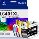 LC401XL Ink Cartridges Compatible for Brother Ink LC401 Cartridges Work with MFC-J1010DW MFC-J1012DW MFC-J1170DW MFC-J1800DW, 4 Pack