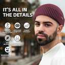 OUTDOOR SHAPING Merino Wool Short Fisherman Beanies for Men Women, Knit Cuff Trawler Beanie Cap, Winter Warm Daily Hat (One Size, Burgundy)