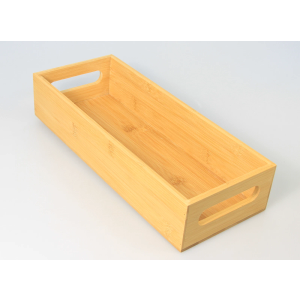 Bamboo Open Top Storage CD Box Tray Tidy Organiser Bin With Handle Kitchen unit
