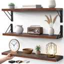 BAYKA 23-in Floating Wall Shelves, Rustic Wood Wall Shelves for Bedroom, Bathroom, Kitchen & Living Room, Display Shelf for Books, Plants & Decor (Rustic Brown)