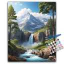 Offito Paint by Numbers Kit for Adults- Waterfall Landscape Adult Paint by Number Kits on Canvas for Beginners, Mountain Scenery DIY Acrylic Oil Number Painting Kits for Home Decor Gift 16"x20"