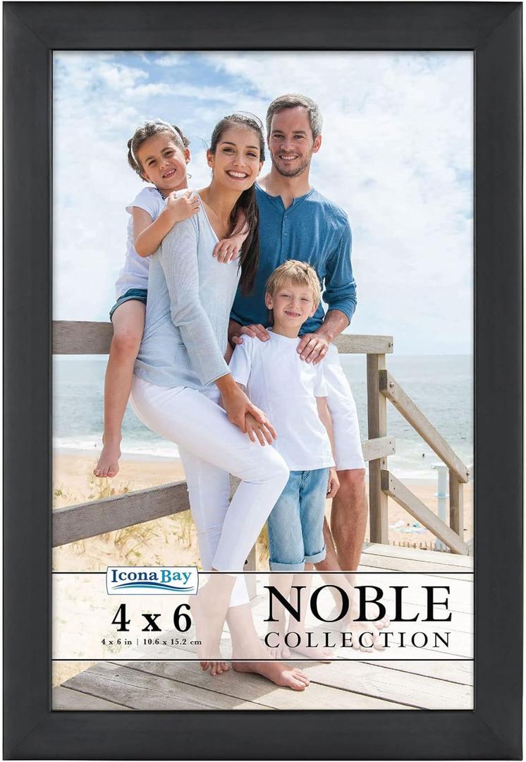 Icona Bay 4x6 Black Picture Frame, Modern Professional Frame, Noble Collection