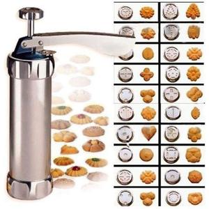 YOOUSOO Cookie Press Maker Kit, Spritz Cookie Maker Machine For Baking, For DIY Biscuit Maker and Decoration with 20 Cookie Discs and 4 Piping Tips (Stainless Steel)