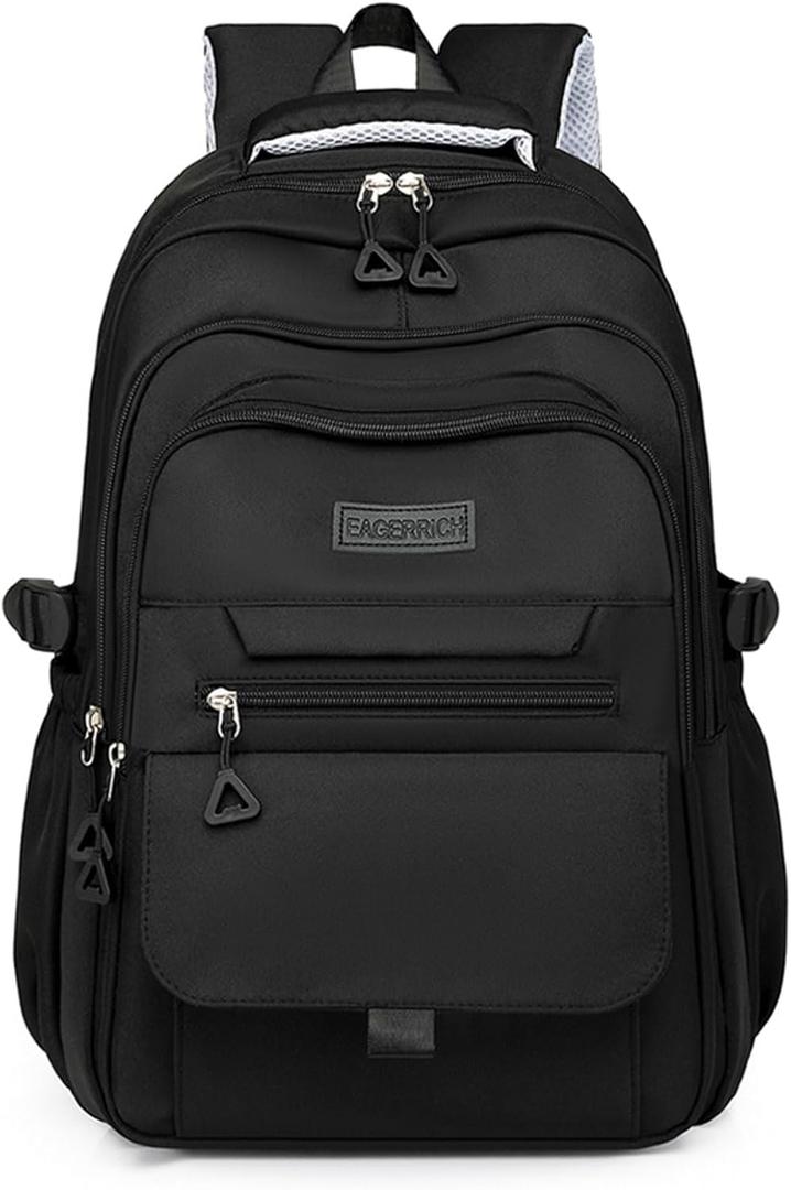 Eagerrich School Cute Aesthetic Backpack Girls Backpack for Students Kids Teen Girls Large Capacity Bookbags College Backpacks Laptop Lightweight Bookbag Casual Travel Daypacks School BagBlack