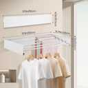 Wall Mounted Laundry Drying Rack, Carbon Steel Foldable & Retractable Clothes Drying Rack, Space Saving Adjustable Towel Holder for Bathroom, Laundry, Small Spaces (1, White, 31.5")