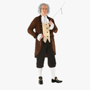 Morph Benjamin Franklin Costume With Wig Founding Fathers Costume Adult Colonial Outfit Men Ben Franklin Outfit Men Brown Size M