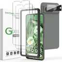 amFilm 3+1 Pack for Google Pixel 8 Screen Protector 6.2" Tempered Glass, Ultrasonic Fingerprint Compatible, with Easy Installation Frame, Anti Scratch, Bubble Free, Case Friendly, Upgrade Version