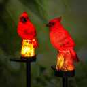 Baquler 2 Pack Cardinal Solar Lights Cardinal Outdoor Decor Red Bird Solar Light Bird Figurine Garden Stake for Pathway Garden Lawn Yard Christmas Gifts Decorations