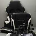GTPLAYER Gaming Chair with Footrest, Big and Tall Game Chair 350lb Racing Style Computer Chair, Ergonomic Executive Office Chair High Back with Lumbar Support and Recliner, White