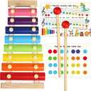 LOOIKOOS Xylophone for Kids Wood Xylophone with 2 Mallets Educational& Preschool Learning Baby Percussion Wooden Musical Instruments Toys for Boys and Girls