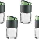 Lekue 2.7oz Shaker Spice Jar (Set of 4) - Clear Glass Spice Container for Powdered & Herb Spices - Dual Openings for Sprinkling & Dosing - One-Handed Use Spice Organizer for Kitchen, Dishwasher Safe