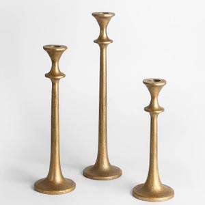 Iron Taper Candle Holder - Set of 3 Decorative Candle Stand - Candlestick Holder for Wedding, Dinning, Party - Antique Brass