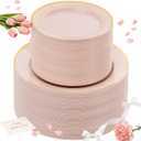 NOCCUR 200PCS Pink Plastic Plates for 100 Guests - Include 100PCS 10" Dinner/ 100PCS 7" Dessert Plastic Plates Heavy Duty - Ideal for Wedding/Party/Mother's Day
