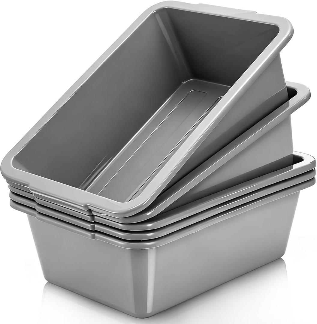 Dicunoy 5 Pack Plastic Bus Tubs, 8L Meat Lugs Tote for Restaurant, Small Food Service Tub Wash Dish Basin Pans, Meat Processing Tubs Commercial Tote Box for Home Camping RV Kitchen Storage