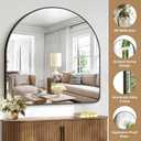 Arched Bathroom Mirror, 45"x45" Black Arched Mirror for Bathroom, Wall Mounted Mirror, Black Vanity Wall Mirror Metal Frame for Bedroom, Entryway, Living Room, Hanging or Leaning Against Wall